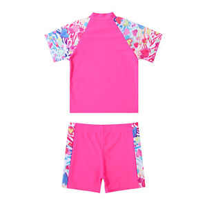 Girls Tankini Swimsuit UPF 50+ UV Protective Rush Guard Top+Shorts Set Beachwear