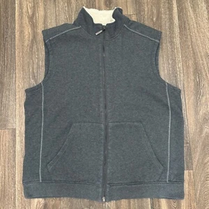Gilet Tommy Bahama vintage uomo XL grigio relax sherpa foderato capospalla Y2K 00s - Foto 1 di 9