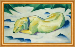 Dog Lying in the Snow Franz Marc Hund Tiere Liegen Winter B A3 01899 Gerahmt - Imagen 1 de 1