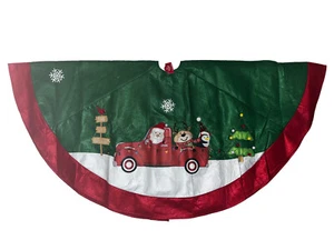 Christmas Tree Felt Skirt Red Farm Truck Santa Reindeer Pinguin Let it snow - Picture 1 of 10