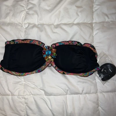 Victoria's Secret пейсли украшенный оборкой галстук бикини верхний размер маленький VS  - Изображение 1 из 4