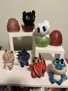How to Train Your Dragon Eggs W/Mini Plush Toothless Lightfury 3.5" Lot Of 6 - Picture 1 of 4