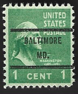 Scott# 804 1c Washington Precancel - BALTIMORE MD. - (A-1) - Image 1 of 2