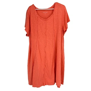 Soft Surroundings Damen 3X T-Shirt Kleid Gaze Koralle Kurzarm - Bild 1 von 8
