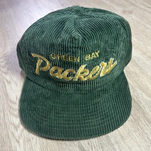 VTG Sports Specialties Green Bay Packers Script Strapback Hat NFL Corduroy Green - Picture 1 of 9