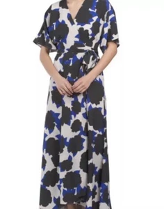 Anthropologie Hutch Women’s Abstract Floral True Wrap Maxi Dress With Sash Sz XL - Picture 1 of 11