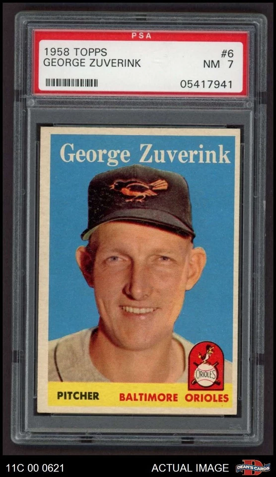 1958 Topps #6 George Zuverink Orioles PSA 7 - NM - Image 1 of 1