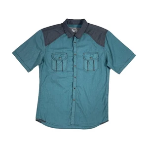 BKE Buckle Green Regular Fit Short Sleeve Chambray Shirt Large Western - Picture 1 of 4