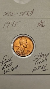 wheat penny 1945 LINCOLN CENT 1945-P GEM RED BU LOT #6 SHARP FIRE RED UNC  - Picture 1 of 3