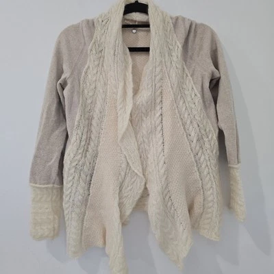Anthropologie Knitted & Knotted Ivory Regan Mix Stitch Cardigan Medium - Image 1 of 4