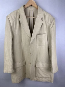 Lanzino Linen Blend Unstructured Sport Coat Tan Size Large Preppy Beach - Picture 1 of 12