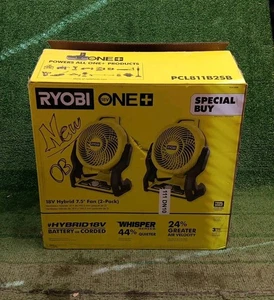 2-Pack RYOBI 18V Cordless 7-1/2"inch Hybrid Fans (Tools Only) NEW Open Box - Picture 1 of 5