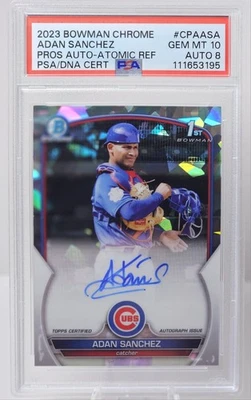 2023 Bowman Chrome Adan Sanchez #CPAASA 1st Bowman Atomic Ref Auto /100 PSA 10 - Image 1 of 2