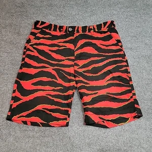 Pantaloncini Loudmouth Uomo 38 Rosso Nero Righe Tigre Stampa Animalier Golf Party *leggi* - Foto 1 di 10