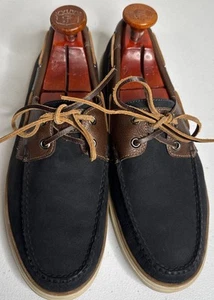 Zapatos Oxford de barco de cuero nobuck marrón negro Peter Millar para hombre talla 11M - Imagen 1 de 19
