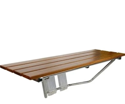 Banco de ducha plegable de madera de teca compatible con ADA 36", montado en la pared 400 lb de capacidad Foto 1 de 4