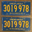Illinois 1960 License Plate PAIR # 3019978