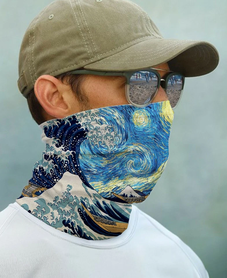 PARAGON SUN GAITER Face Mask UPF 50+ UV Protect The Great Wave off Kanagawa Starry Night