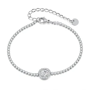 Cubic Zirconia Bracelet Classic Tennis Bracelet Fashion Jewelry for Women Wife - Picture 1 of 13