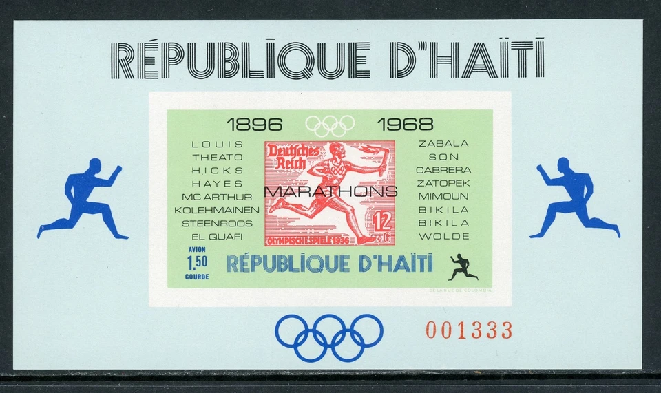 海地斯科特 #616Q IMPERF MNH S/S 奥林匹克马拉松冠军 1.50 克简历 16+ — 第 1/1 张图片