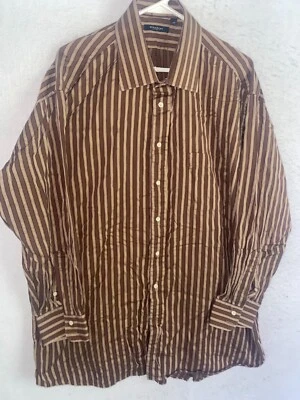 Burberry London Mens 18-R Button Down Pinstripe Dress Shirt Cotton Long Sleeve  - Image 1 of 4