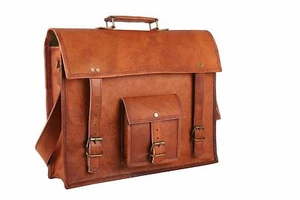 Men's Genuine Leather Messenger Shoulder Bag Laptop Case Briefcase Attache - Picture 1 of 5