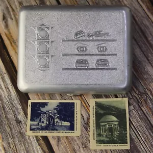 Soviet Aluminium cigarette case TRAFFIC LIGHT - car accident. Ornament patternš„ - Picture 1 of 12