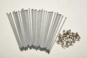 KIT 40 RAGGI + NIPPLES ACCIAIO LUCIDI DRITTI DIAMETRO 4 mm LUNGHEZZA 215 mm - Imagen 1 de 1