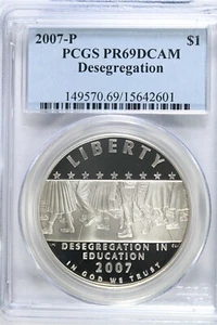 2007 P Desegregation-Little Rock HS-PCGS PR69DCAM Modern Commem Silver Dollar - Picture 1 of 2