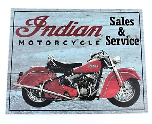 Motorcycle Indians Sales and Service Sign Metal Collectible 12 1/2x16inches New - Picture 1 of 4