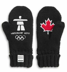 2020 Canada Olympic Team Vancouver 2010 Black Mittens Sz. Sm/Med *NEW* NWT - Picture 1 of 3