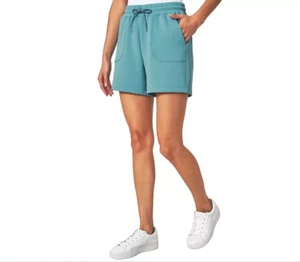 XL Mondetta Ladies Adriatic Blue Soft Ribbed Scuba Active Shorts X-Large NEW - Picture 1 of 3