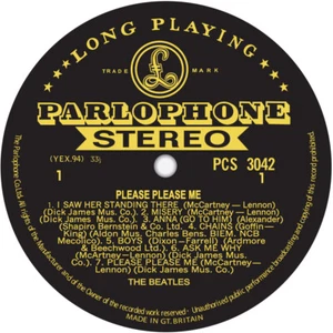 The Beatles. Please Please Me. Gold & Black. Repro record label sticker. 100mm - Picture 1 of 6
