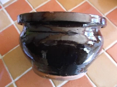 POT DE CHAMBRE ANCIEN EN TERRE CUITE VERNISSEE  CENTRE FRANCE EPOQUE FIN 19 EME - Photo 1/4