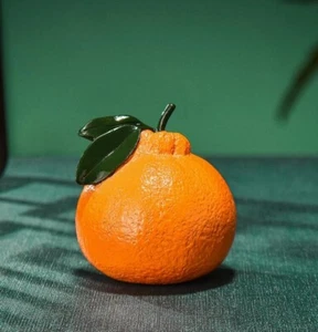 Chinese Pure bronze 100% Hand-carved "大吉大利" lifelike fruit Lucky Orange Statue - Picture 1 of 5