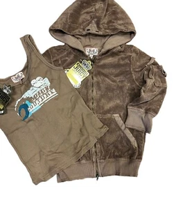 Girls Juicy Couture Brown Terry Hoodie & Tank SZ 8 NWT! - Picture 1 of 3