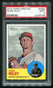 2012 Topps Heritage High Number #H584 Wade Miley PSA 9 Pop 1 Higher 4 - Picture 1 of 3