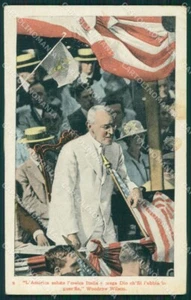 President Woodrow Wilson USA Flag PIEGHE CREASES ABRASA ABRADED postcard QT5276 - Picture 1 of 2
