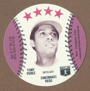 1976 Baseball runde Scheibe Tony Perez Reds MLBPA Logo/leere Rückseite  - Bild 1 von 1