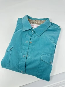 Panhandle Slim Pearl Snap Shirt Women L/ Aqua blue Long Sleeve Corduroy - Picture 1 of 10