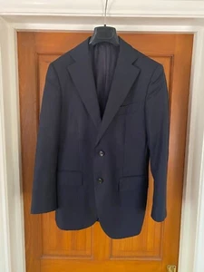 SUITSUPPLY Lazio Slim Fit Blazer Jacket Size 36 S Navy Blue Pinstripe Super 110s - Picture 1 of 12