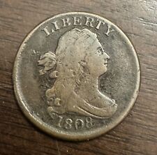 1808 Draped Bust Half Cent US 1/2c Copper Penny Coin *VF Details* Rare, Low Mint