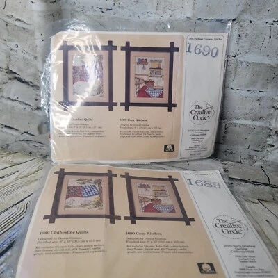 Creative Circle Kits 1689 1690 Closeline Quilts Cozy Kitchen CrossStitch - Image 1 of 4