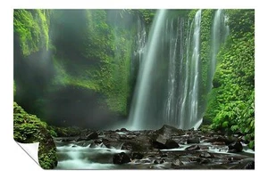 Green Moss & Water Fall Artistic Poster Wall Art Home Decor - Picture 1 of 4