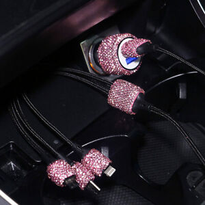 Pink Bling USB Car Charger 5V/2.1A Crystal Dual Port Fast Adapter Accessories