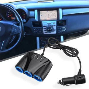 3 Way Car Cigarette Lighter Socket Splitter Dual USB Charger Power Adapter DC12V - Picture 1 of 10