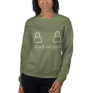 Women's Plant Relaxed and Funny Sweatshirt - 'stuck on you' - Picture 1 of 13