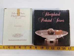 Vintage silver-plated photo frame and pedestal server small lot - Picture 1 of 8
