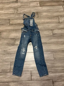Salopette bambina Gap in denim effetto invecchiato taglia media - Foto 1 di 3