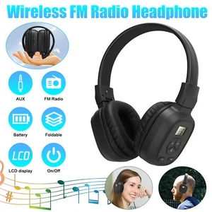 Portable FM Radio Wireless Headphones Over-Ear Stereo Headset Foldable Earphones - Picture 1 of 7